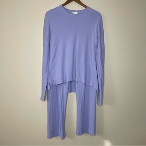 Red Land Cotton Luxury Loungewear Periwinkle Blue Women's Pajama Set